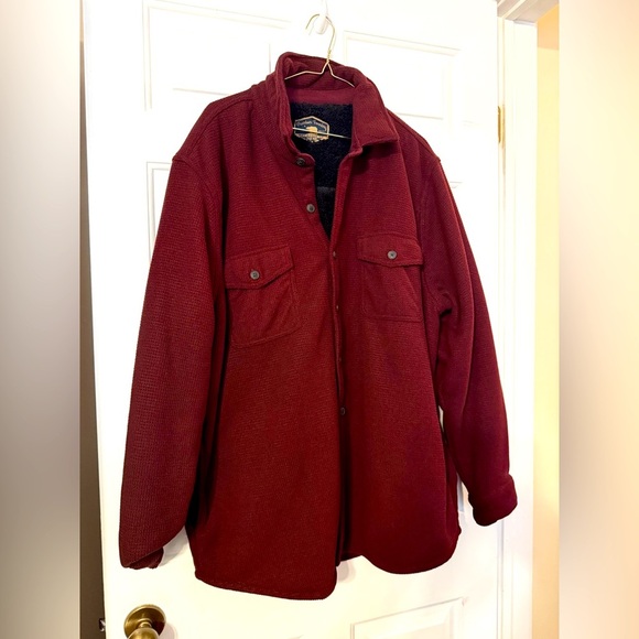 Freedom Foundry Men’s Burgundy Heavy Weight Shacket Jacket Sherpa Lined Size XXL - Picture 1 of 9